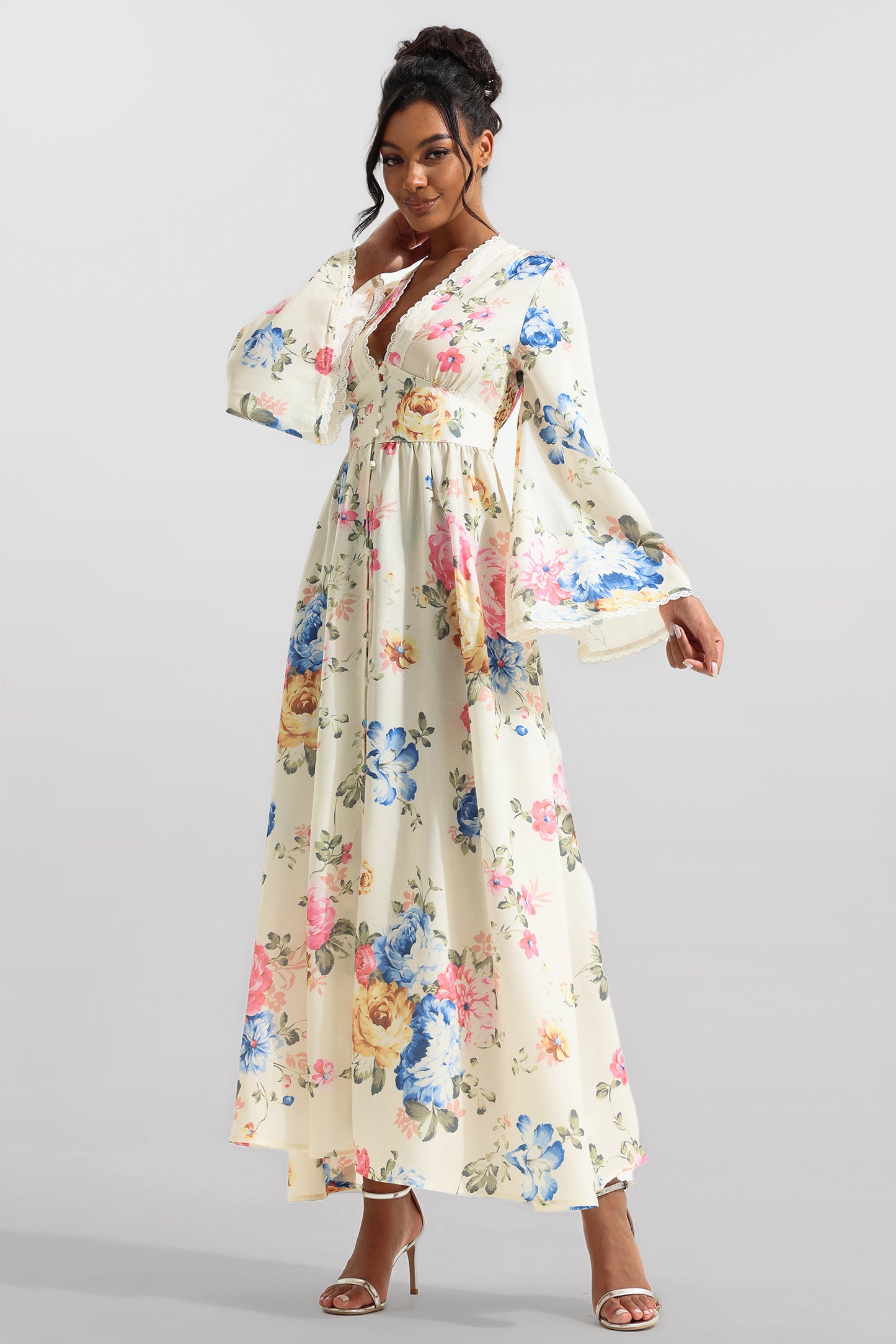 Floral Lace Bottom Midi Dress