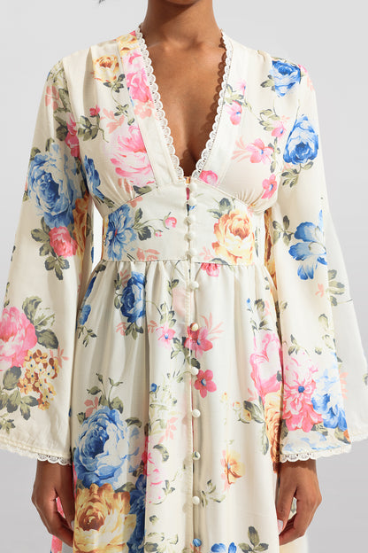 Floral Lace Bottom Midi Dress