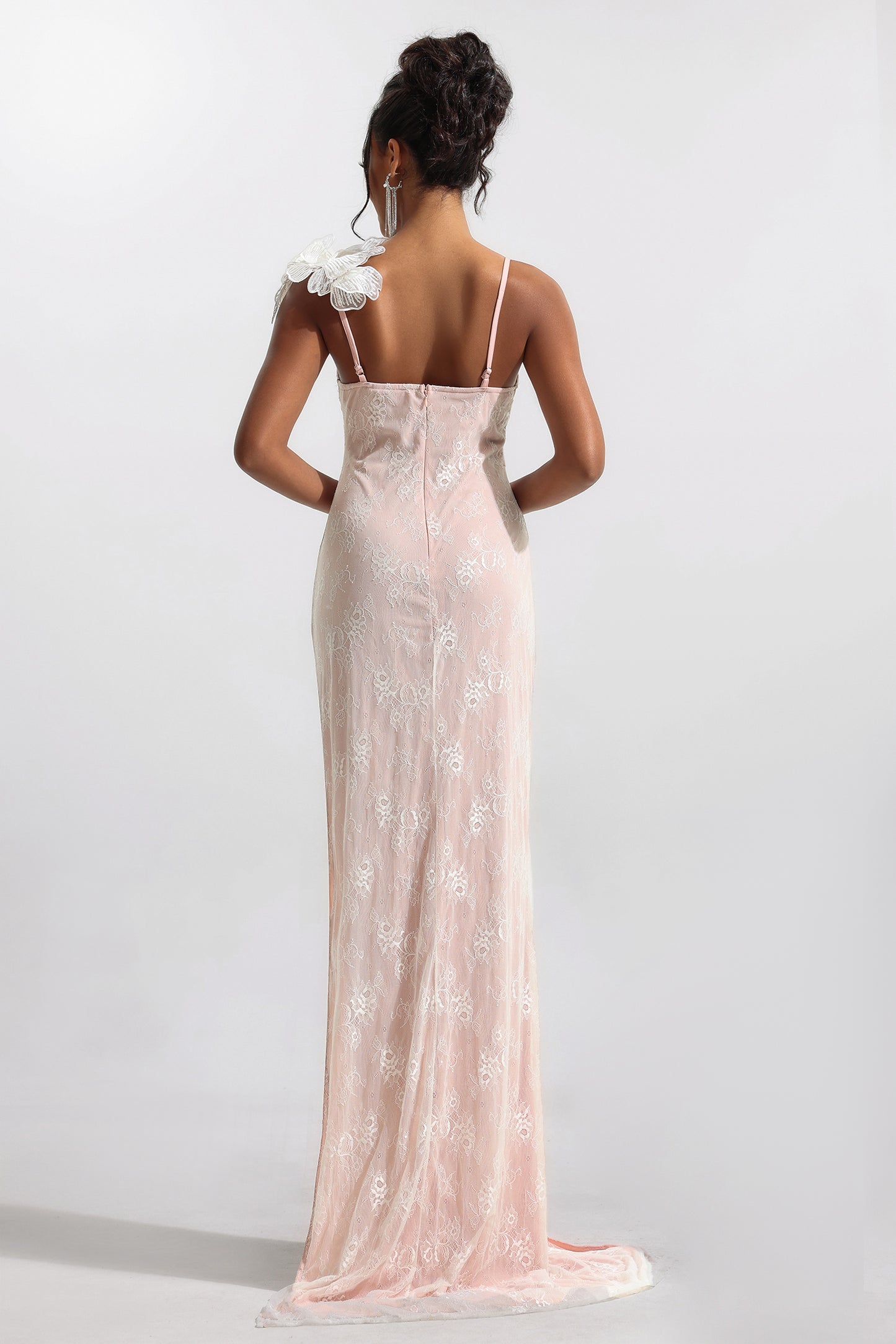 Lace 3D Floral Split Sleeveless Maxi Dress