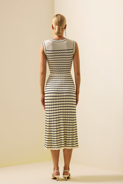 Knit Stripe Sleeveless Midi Dress