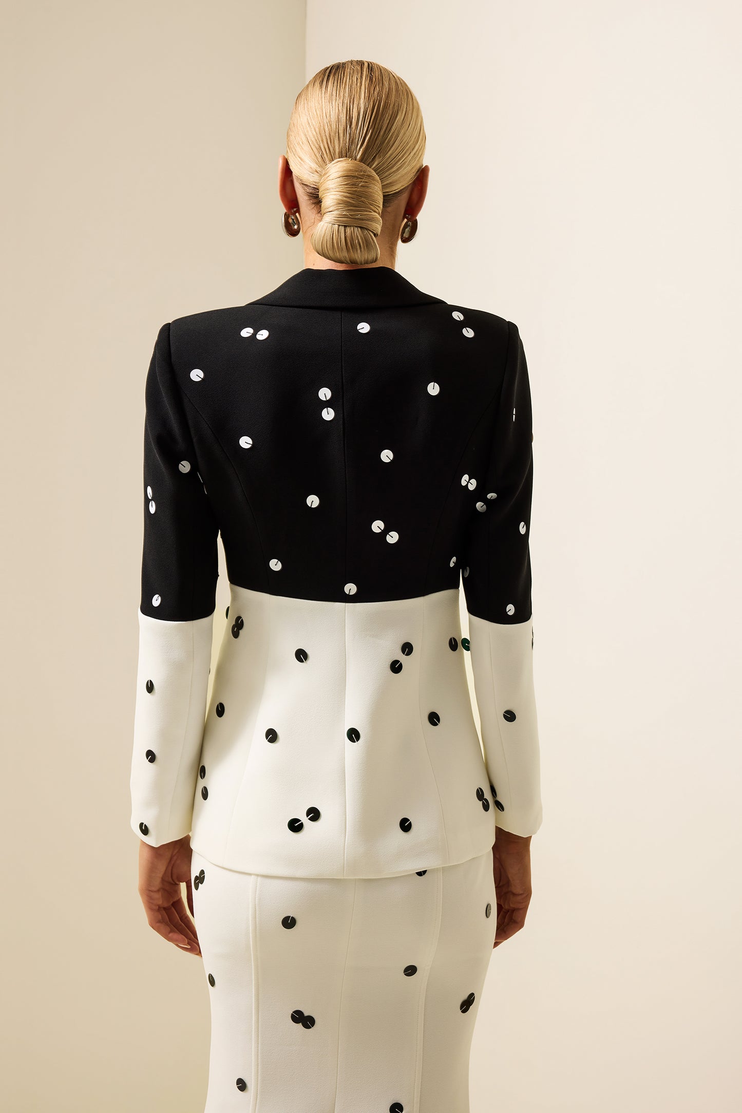 Sequin Splicing Long Sleeve Blazer