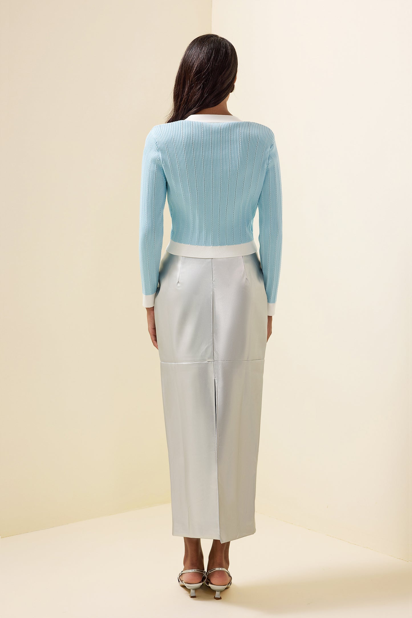 Leather High Waist Split Midi Skirt