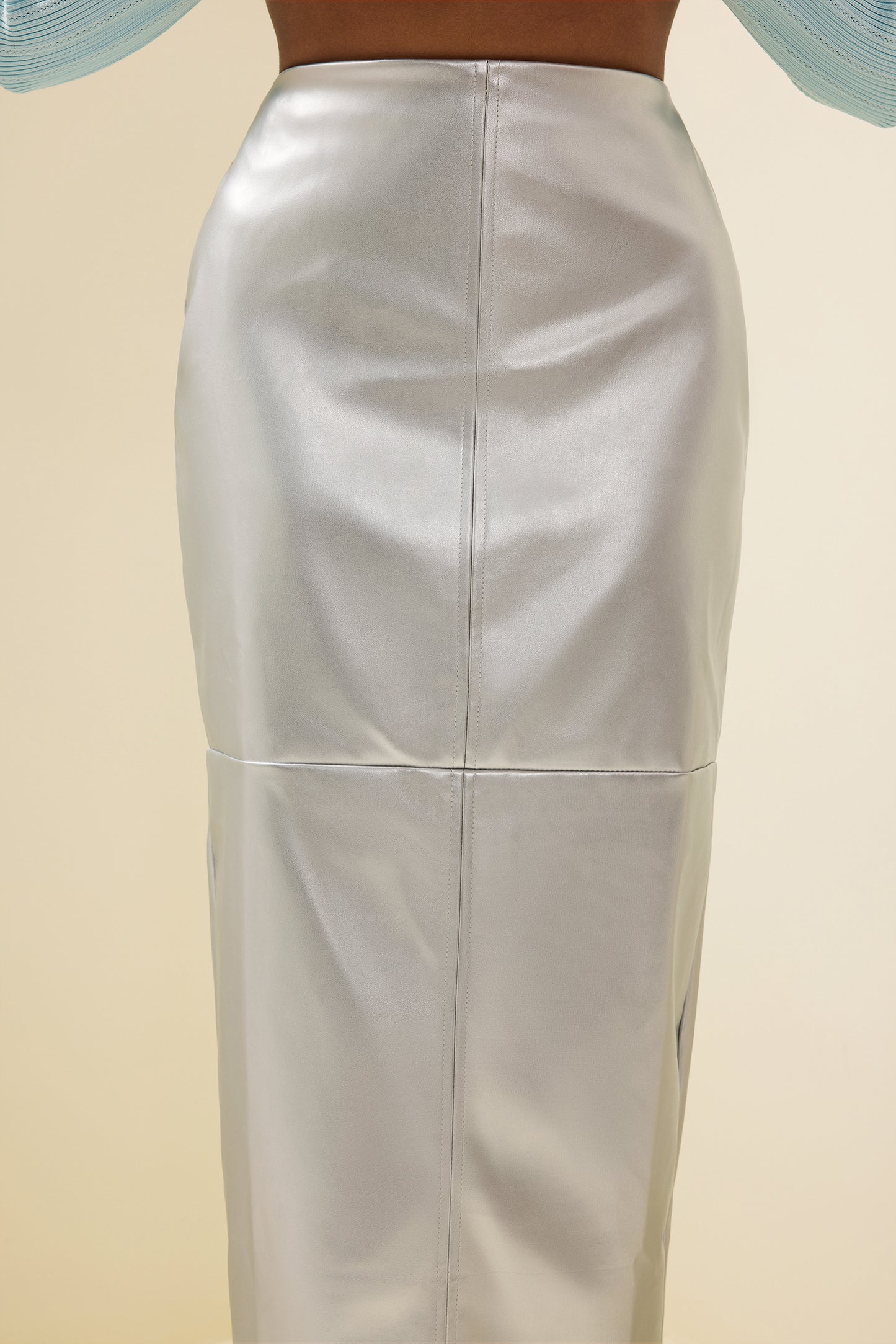 Leather High Waist Split Midi Skirt