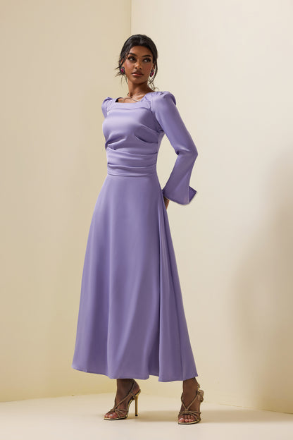 Solid Satin Rhinestone Maxi Dress