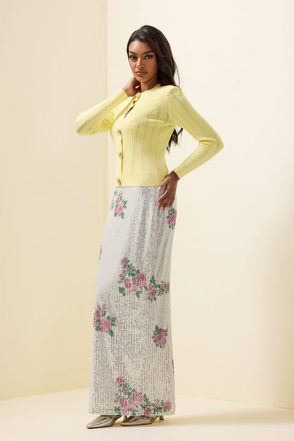 Knit Round Neck Metal Button Top