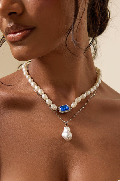 Faux Pearl Double Layered Necklace