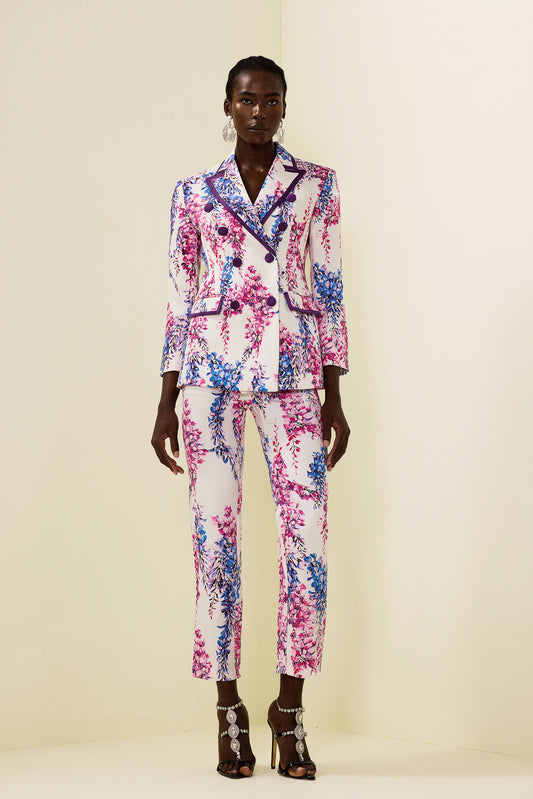 Floral Double Breasted Blazer & High Waist Pants Set