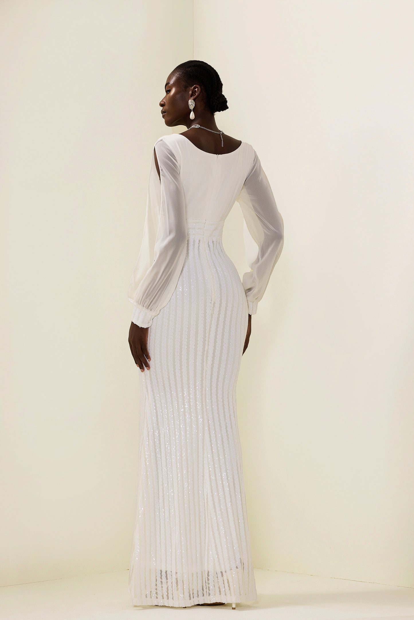 Solid Sequin Cut-Out Maxi Dress