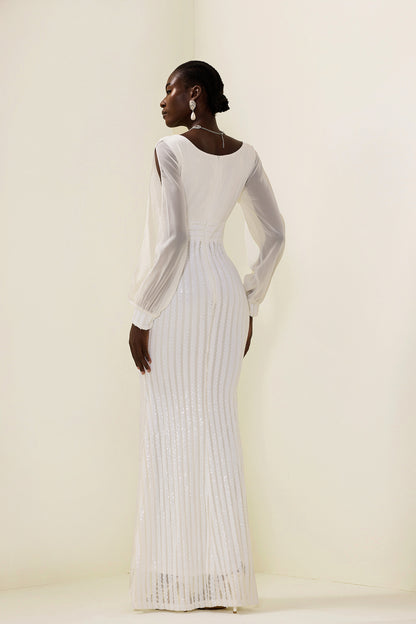 Solid Sequin Cut-Out Maxi Dress