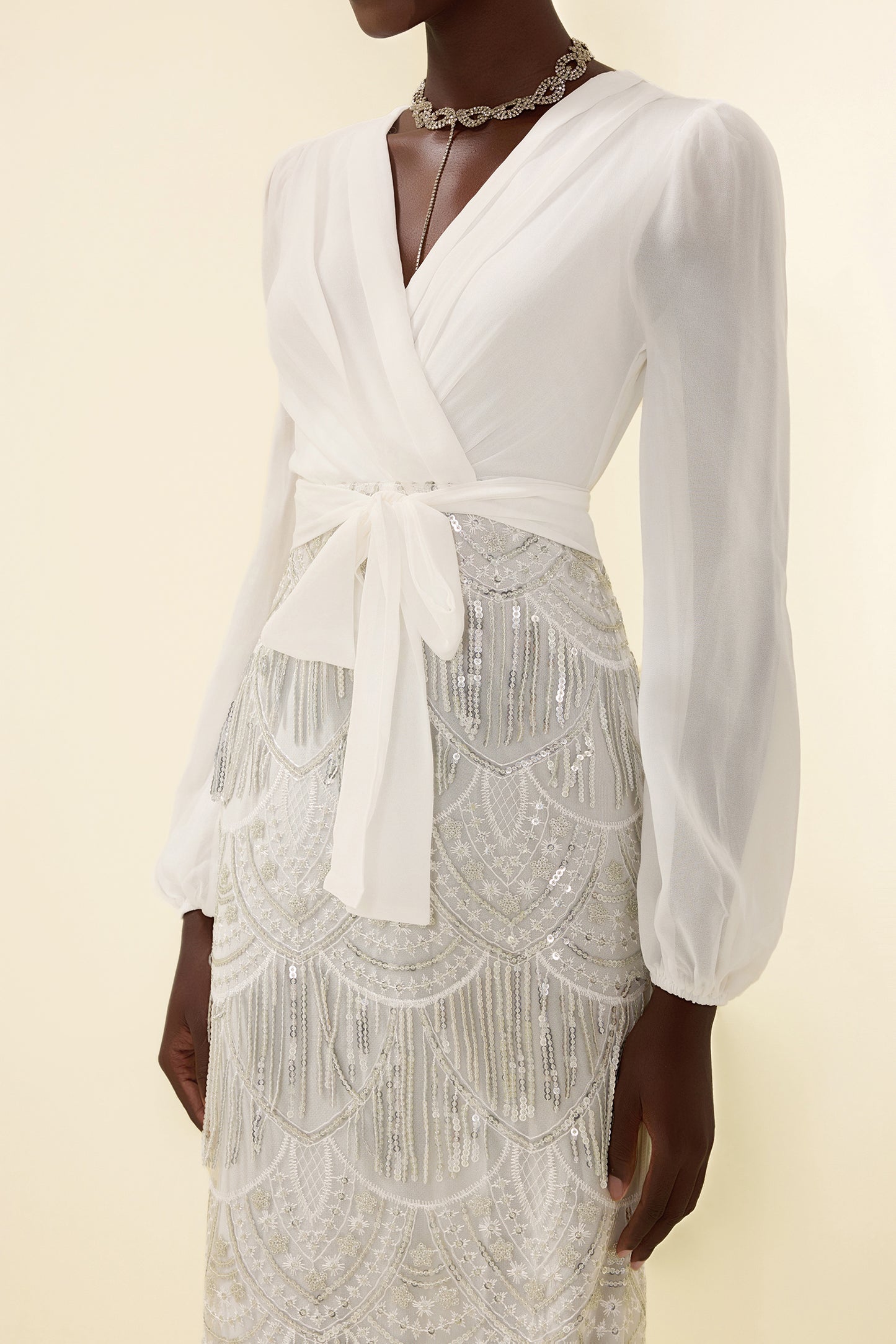 Sequin Tassel Long Sleeve Maxi Dress