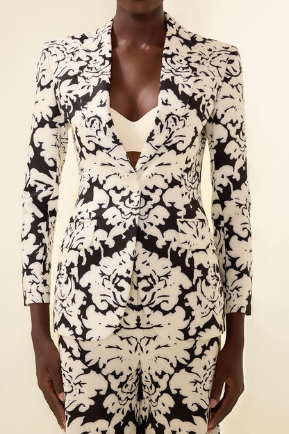 Floral Shoulder Pad Top & Hight Waist Pants Set