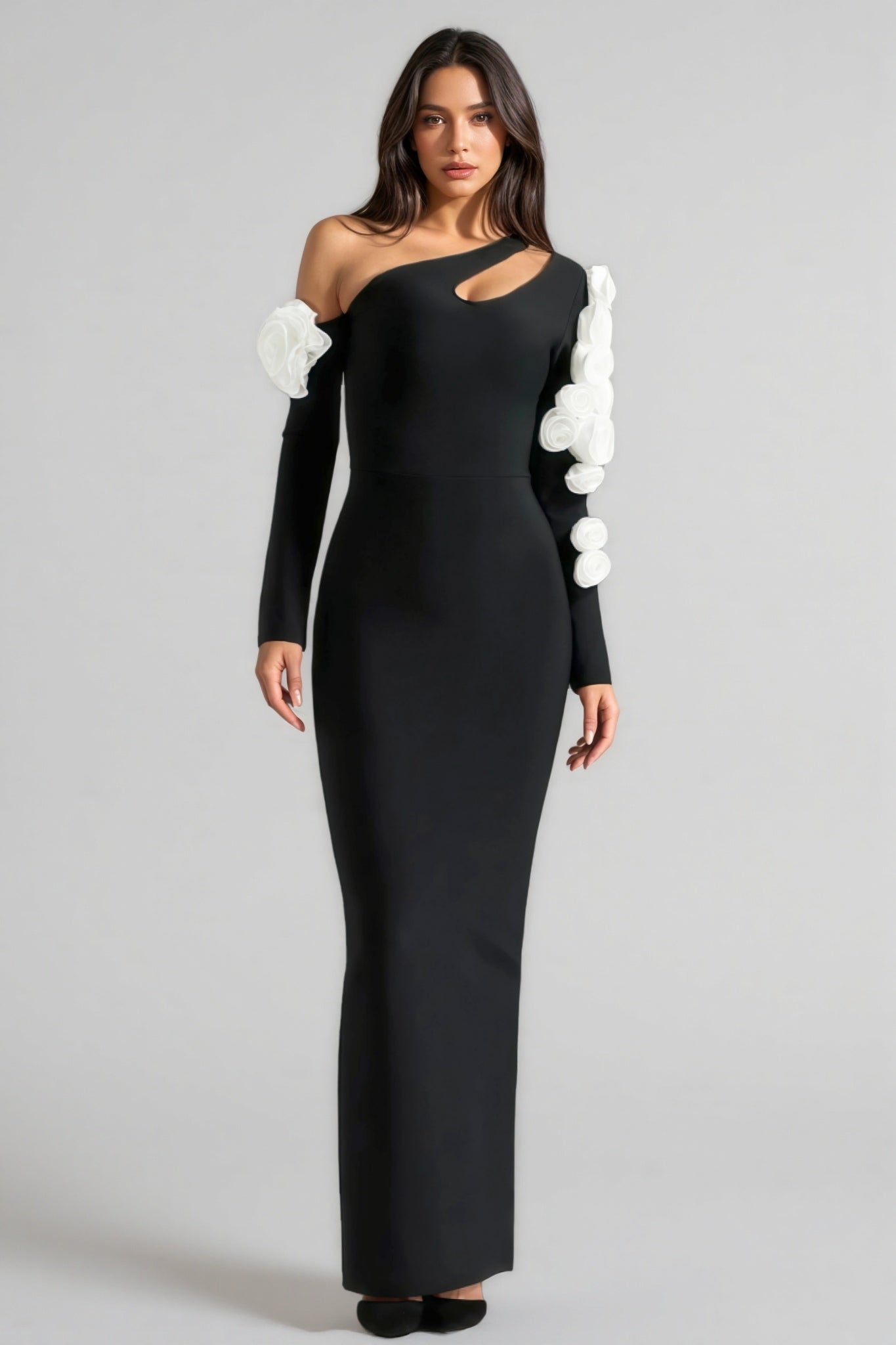 Laila One Shoulder Cutout Slim Bandage Maxi Dress