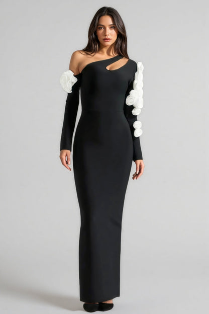 Laila One Shoulder Cutout Slim Bandage Maxi Dress