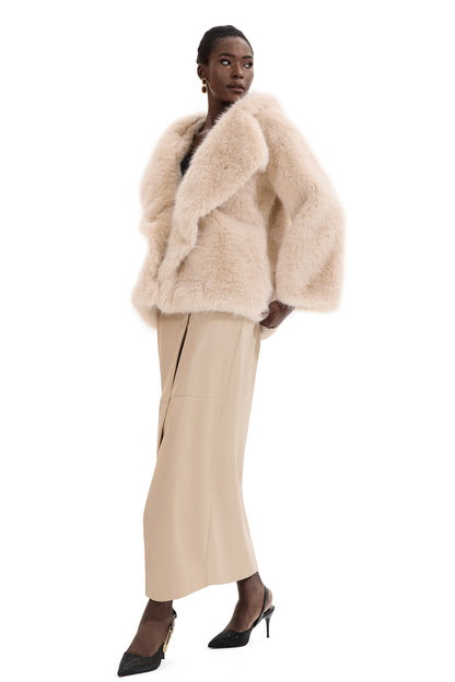 Faux Fur Solid Flapped Coat