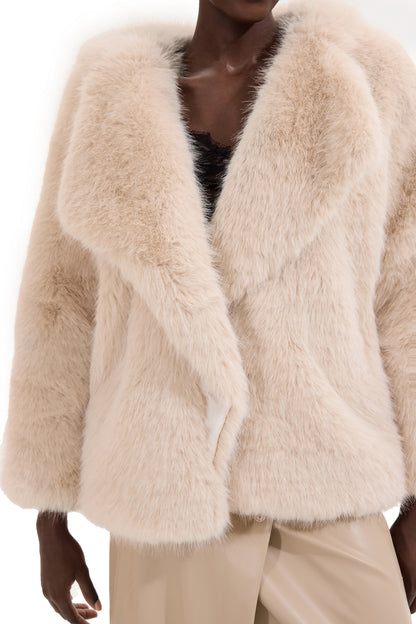 Faux Fur Solid Flapped Coat