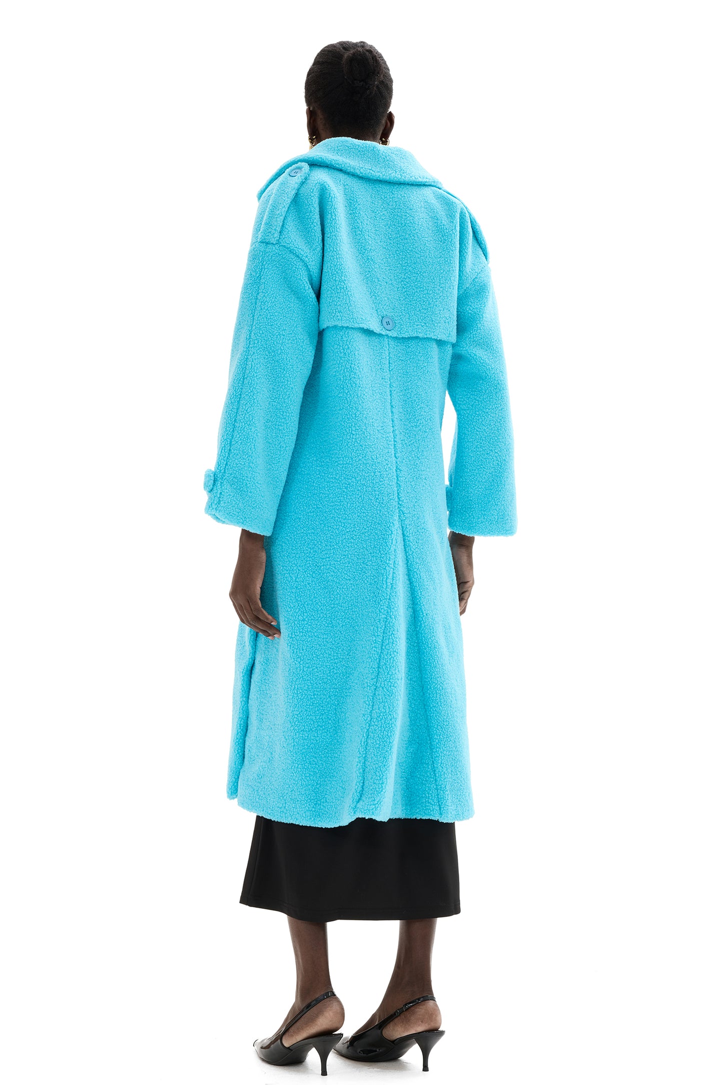 Granular Fleece Fabric Cut-Out Midi Coat