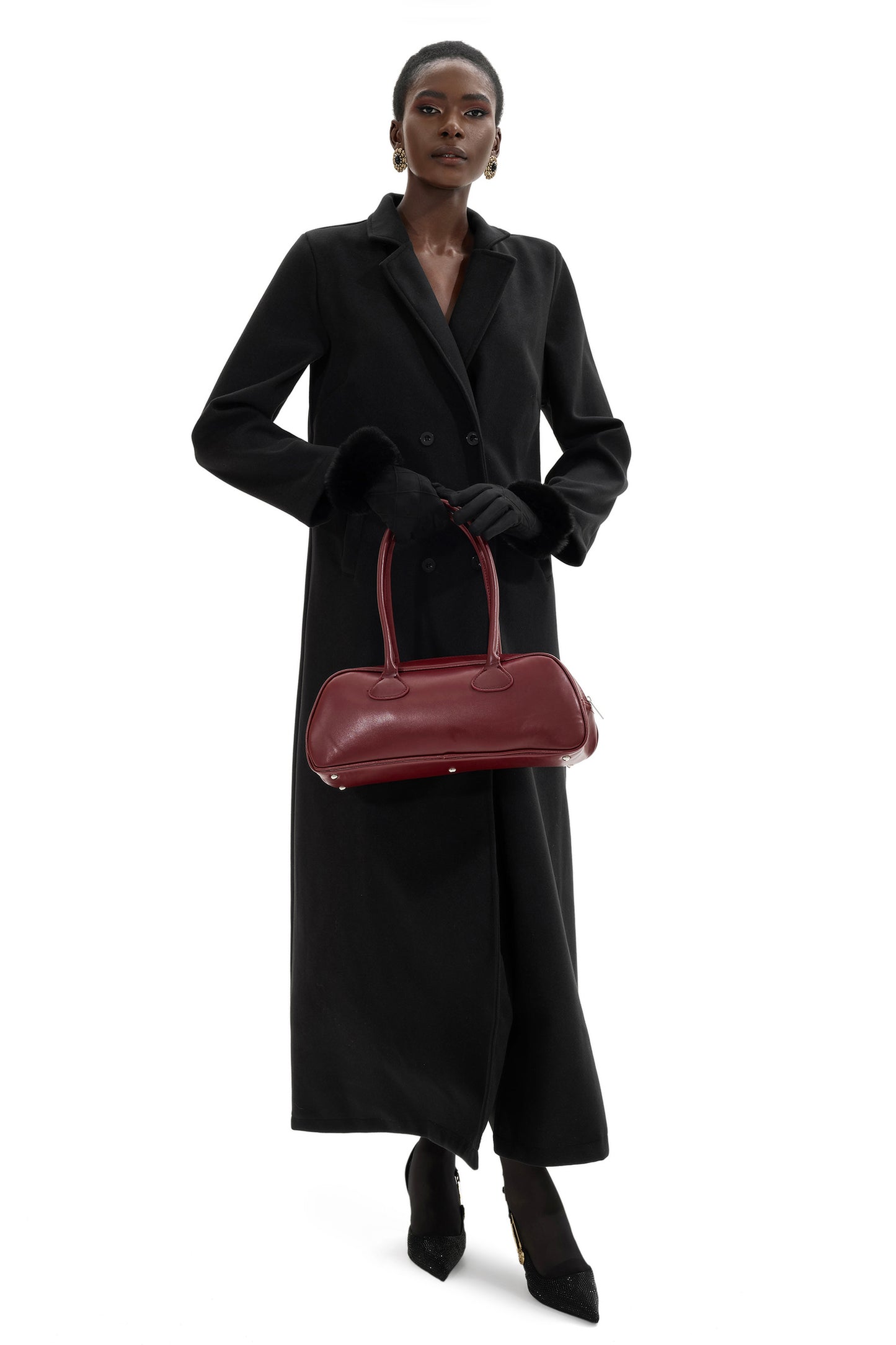 Solid Faux Leather Tote Clutches