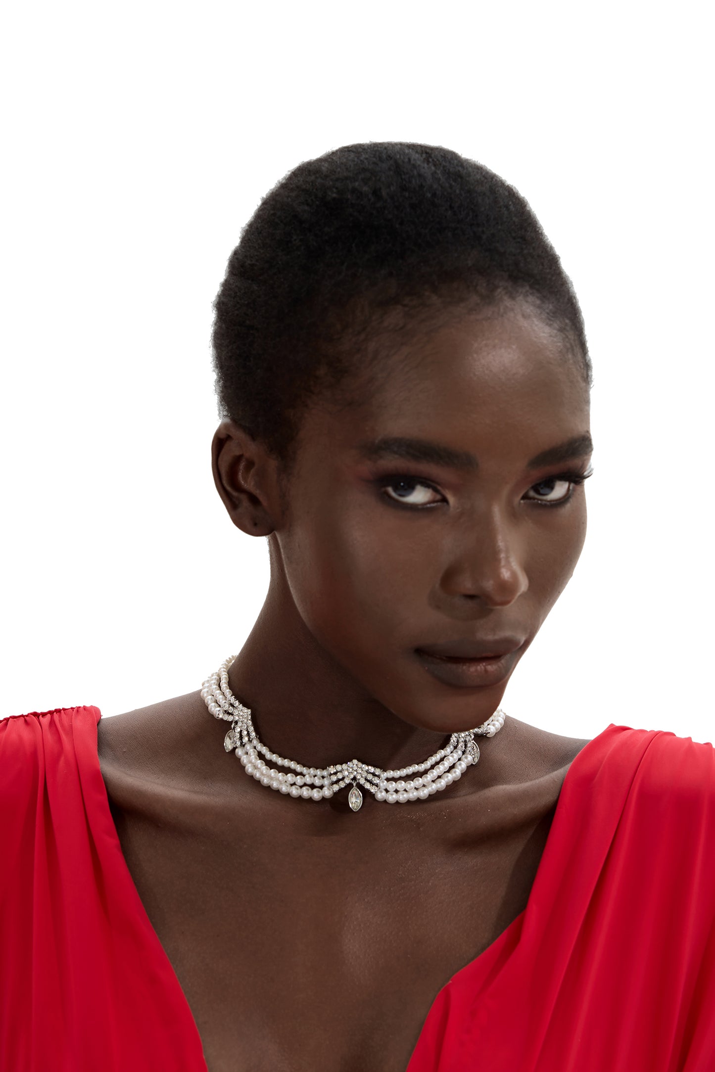 Faux Pearl Faux Diamond Layered Necklace