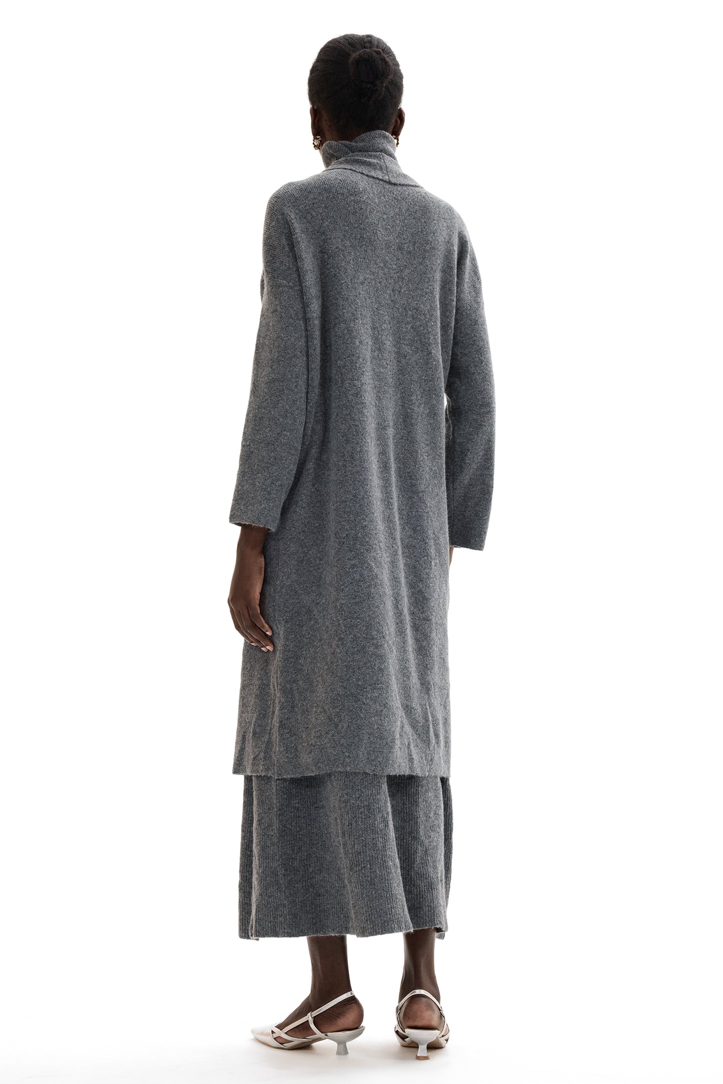 Long Sleeve Cardigan & High Neck Sleeveless Top & Maxi Skirt Set