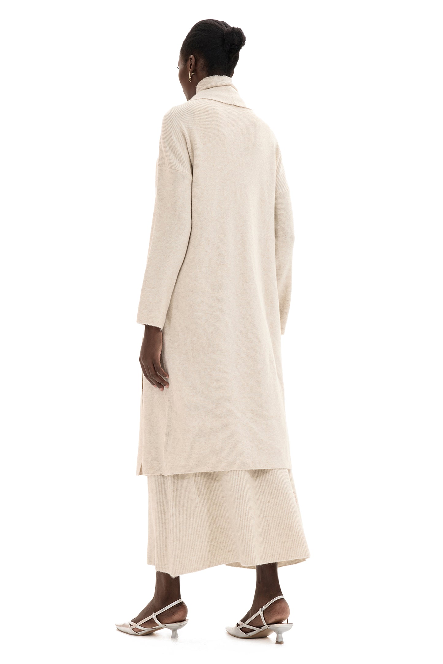 Long Sleeve Cardigan & High Neck Sleeveless Top & Maxi Skirt Set