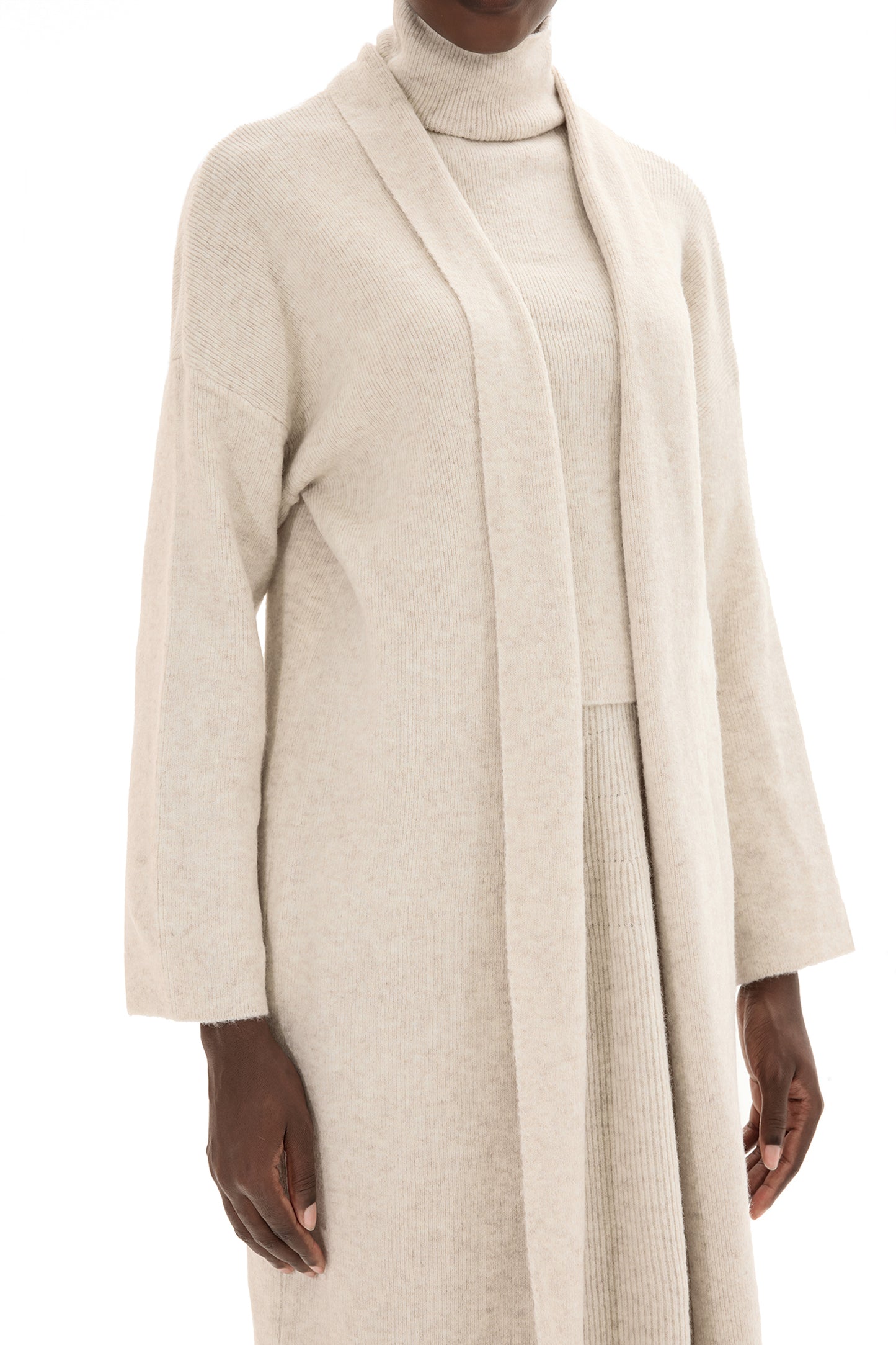 Long Sleeve Cardigan & High Neck Sleeveless Top & Maxi Skirt Set