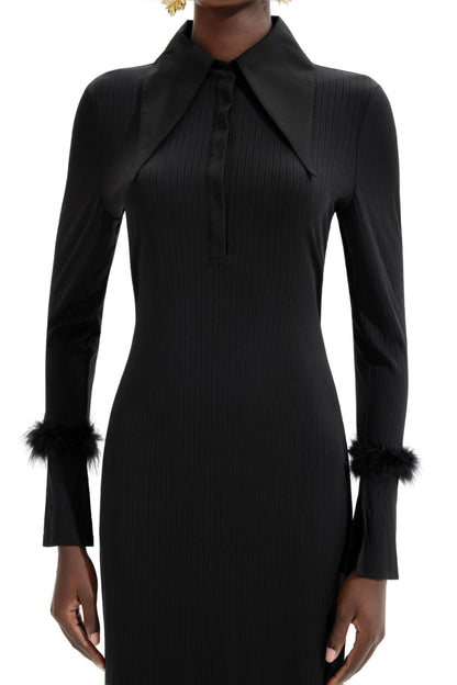 Jersey Feather Long Sleeve Midi Dress