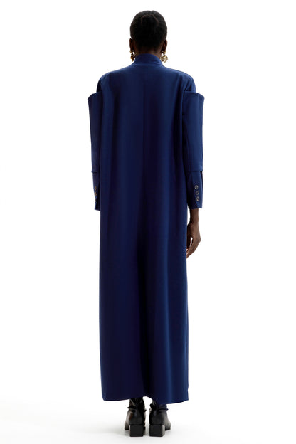 Splicing Stand Collar Midi Coat