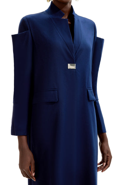 Splicing Stand Collar Midi Coat