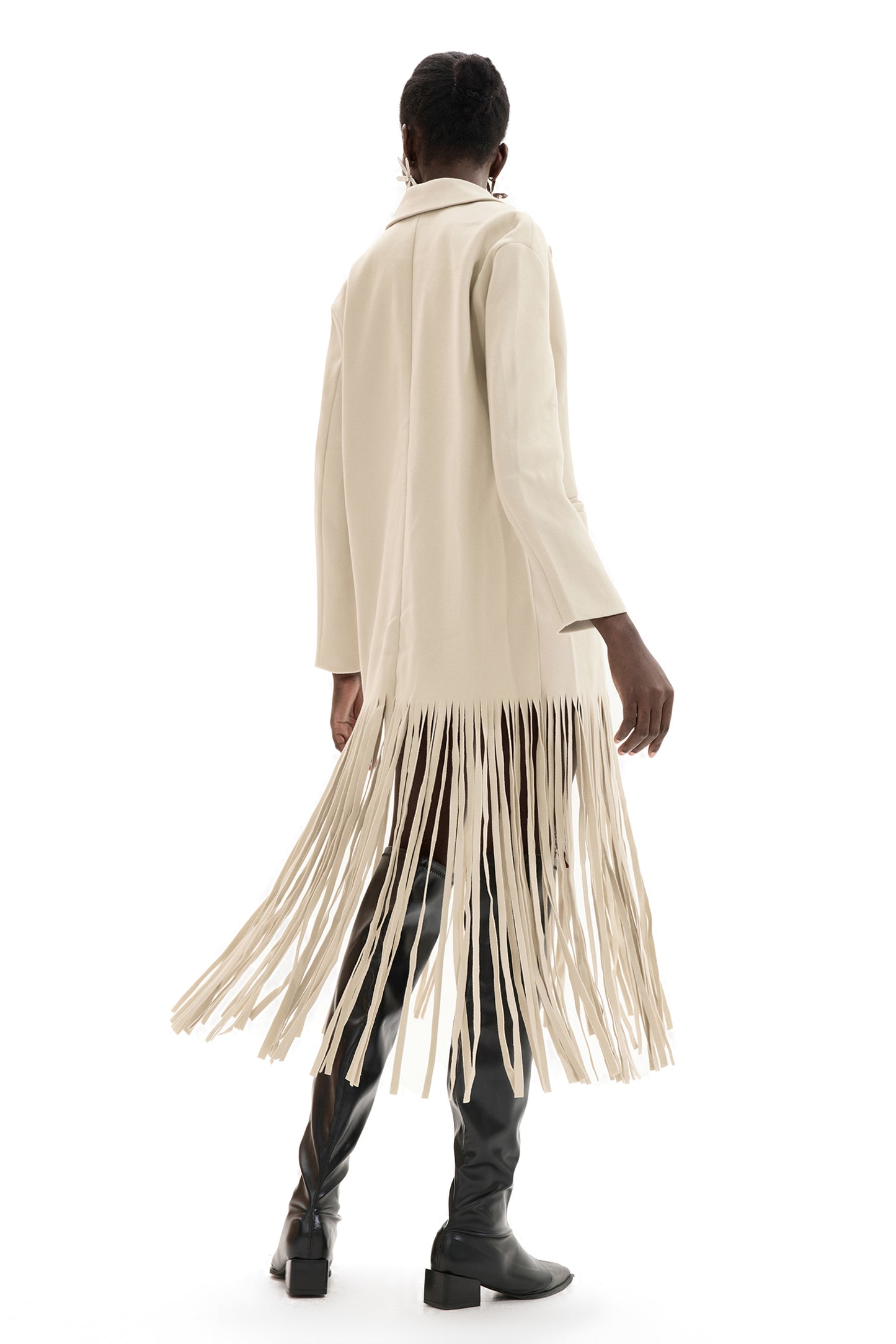 Woolen Flapped Midi Coat With Belt