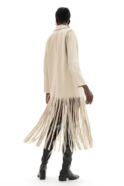 Woolen Flapped Midi Coat With Belt