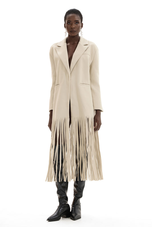 Woolen Flapped Midi Coat With Belt