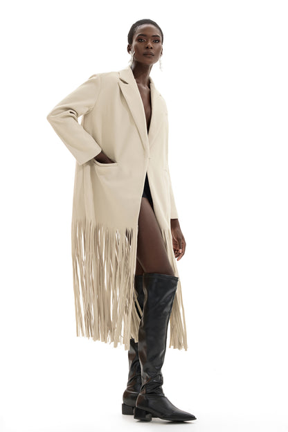 Woolen Flapped Midi Coat With Belt