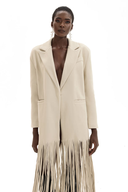 Woolen Flapped Midi Coat With Belt