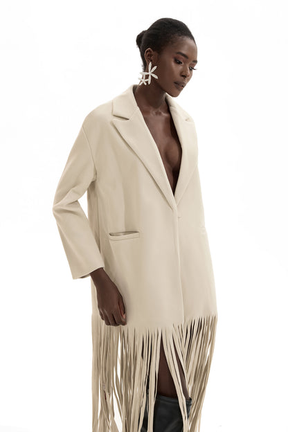 Woolen Flapped Midi Coat With Belt