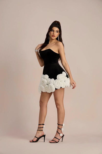Myrna Rose Embellished Strapless Mini Dress
