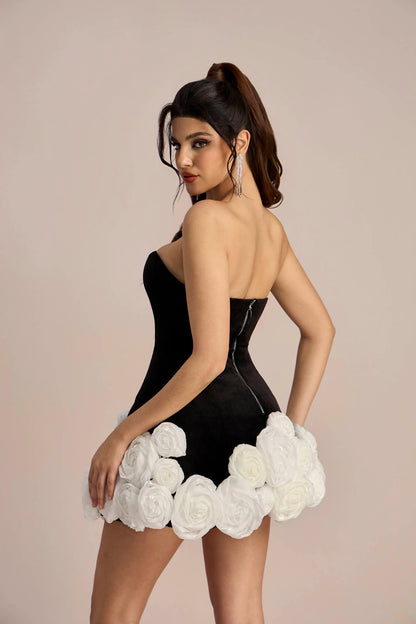 Myrna Rose Embellished Strapless Mini Dress