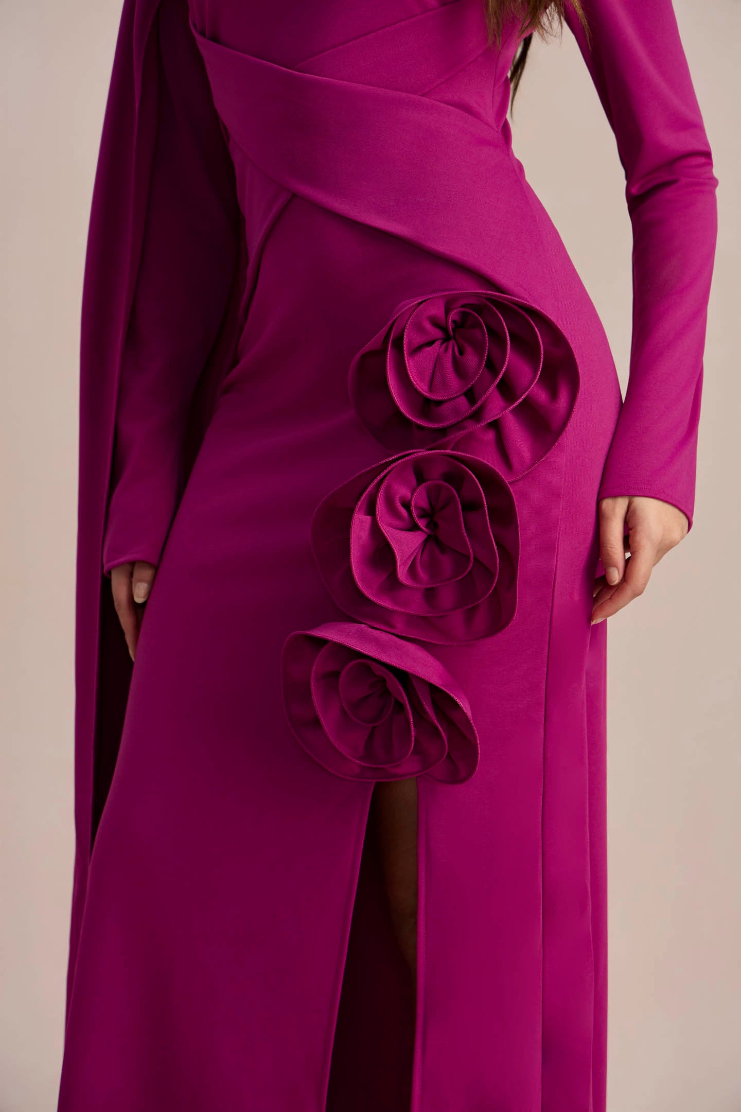 Anastasia Floral Cape Maxi Slit Dress