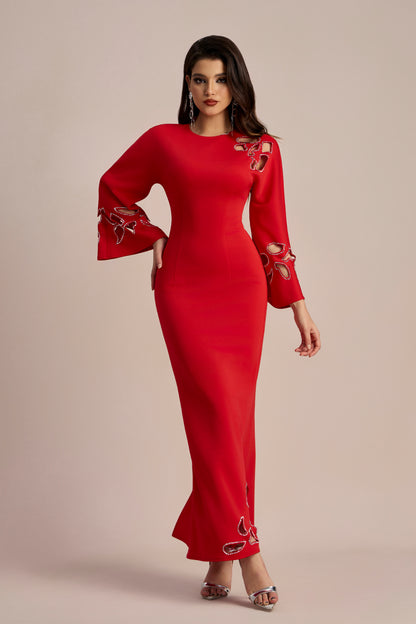 Sharon Long Sleeve Hollow Maxi Dress