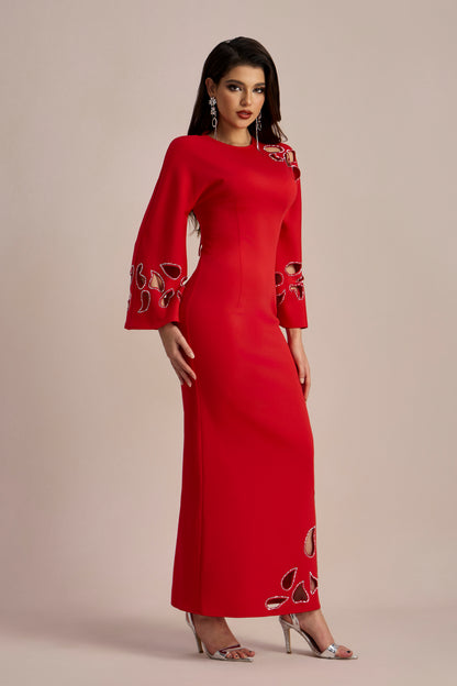 Sharon Long Sleeve Hollow Maxi Dress
