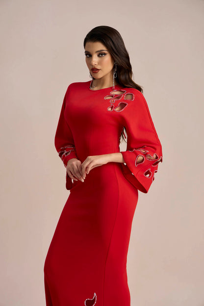 Sharon Long Sleeve Hollow Maxi Dress