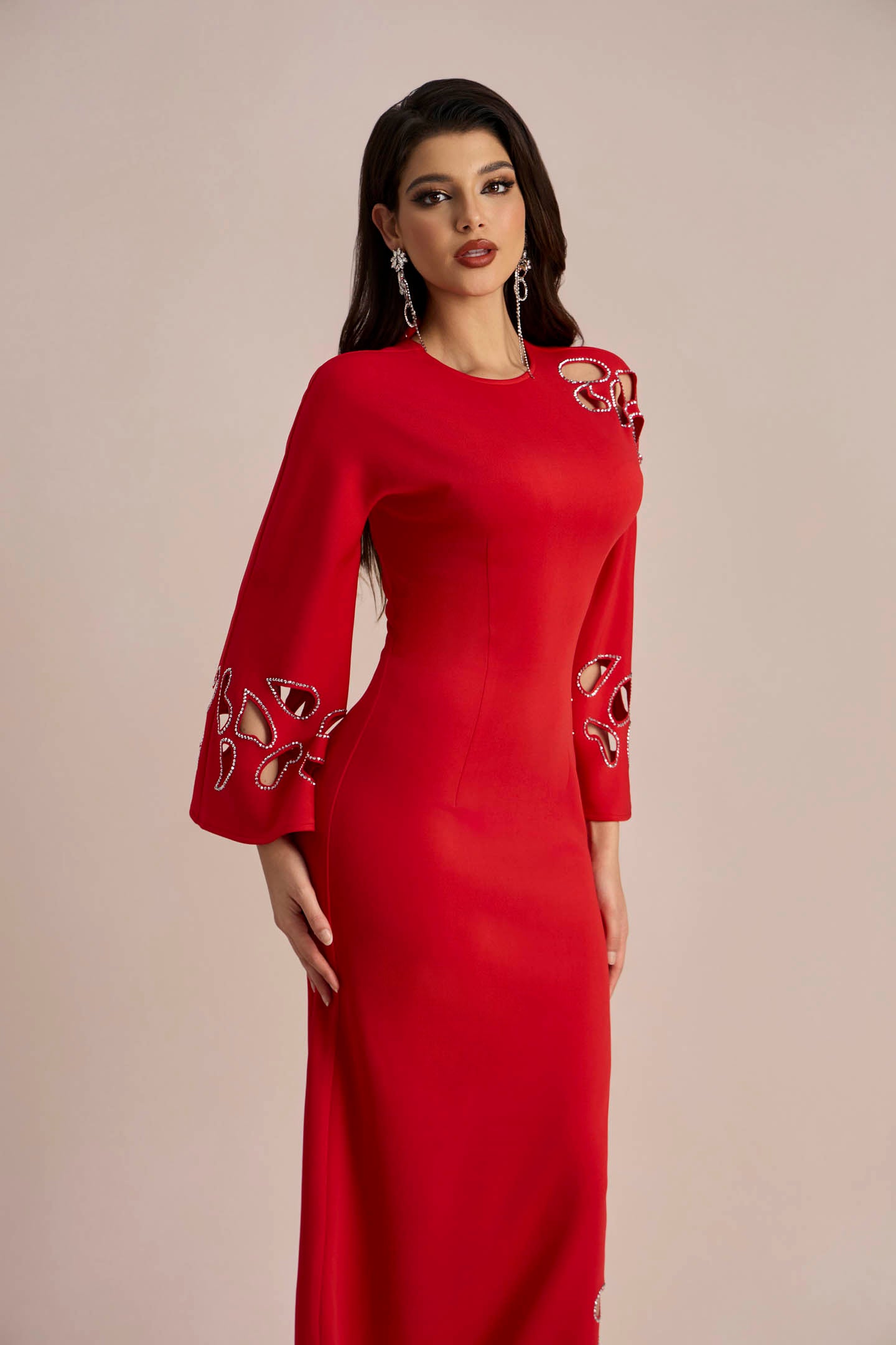 Sharon Long Sleeve Hollow Maxi Dress