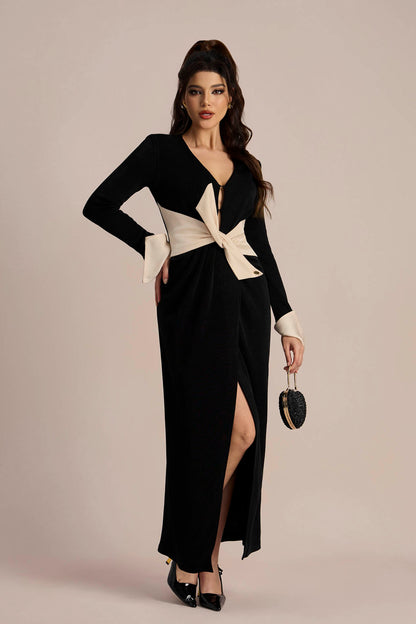 Elizabeth V-neck Bowknot Maxi Dress