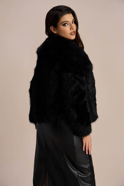Candice Lapel Faux Fur Jacket