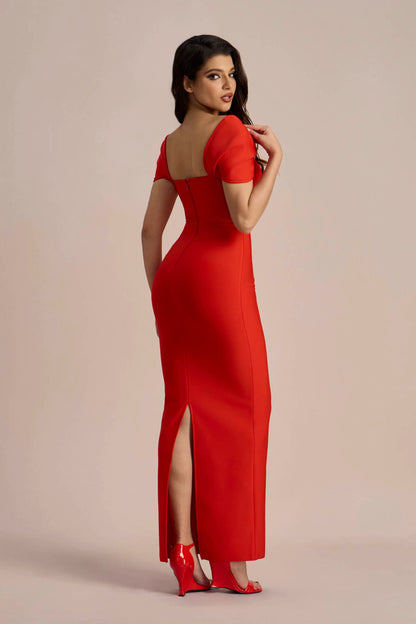 Grace Crystal Embellished Square Neck Maxi Dress