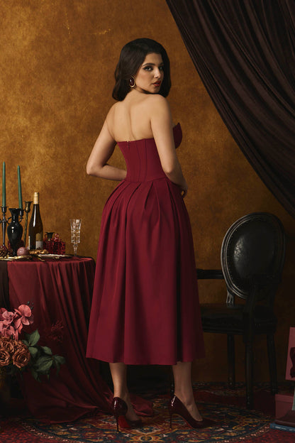 Marina Strapless Corset Midi Dress