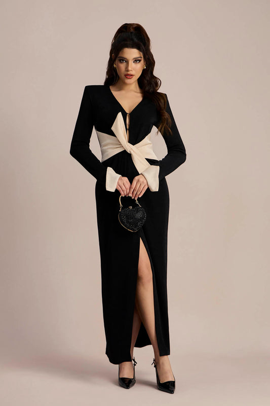 Elizabeth V-neck Bowknot Maxi Dress