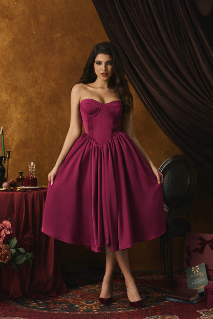 Roxanne Strapless Sweetheart Midi Dress