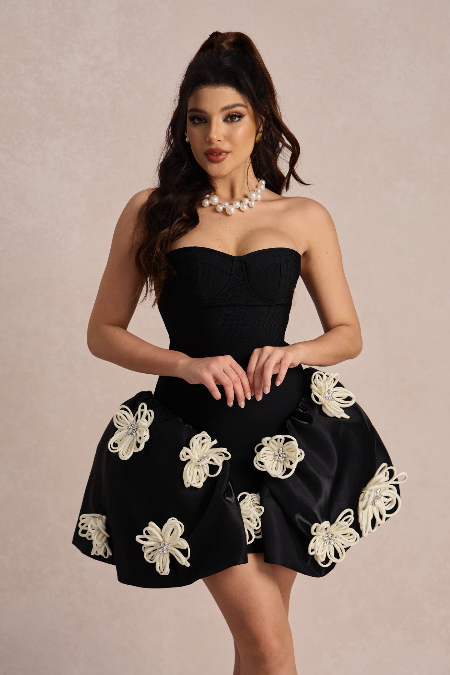 Leona Floral Applique Bandage Mini Dress