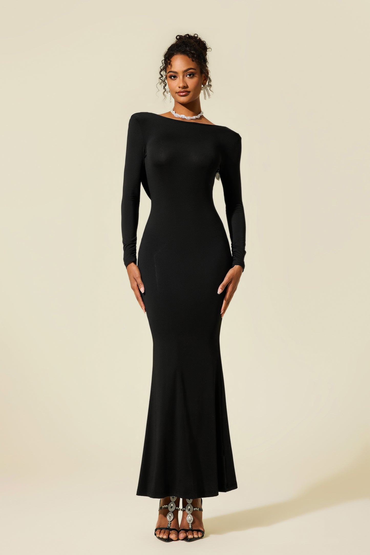 Jersey Bow Backless Midi Dress