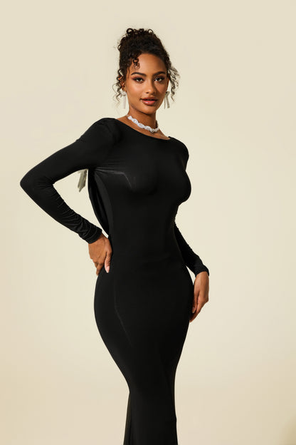 Jersey Bow Backless Midi Dress
